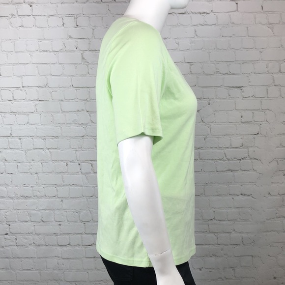 0X 2X Light Green V-Neck Elbow Sleeve Top Plus Sz - Picture 4 of 5